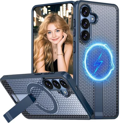 Brcshop | Capa Protetora Magnética para Samsung Galaxy S26 - Compatível Magsafe, Anti-Aquecimento, Suporte e Carregamento por Aproximação - Cor: Azul