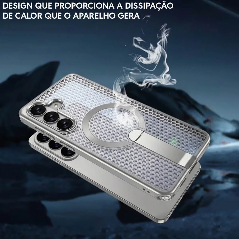 Brcshop | Capa Protetora Magnética para Samsung Galaxy S26 - Compatível Magsafe, Anti-Aquecimento, Suporte e Carregamento por Aproximação - Cor: Cinza Brcshop | Capa Protetora Magnética para Samsung Galaxy S26 - Compatível Magsafe, Anti-Aquecimento, Suporte e Carregamento por Aproximação - Cor: Cinza
