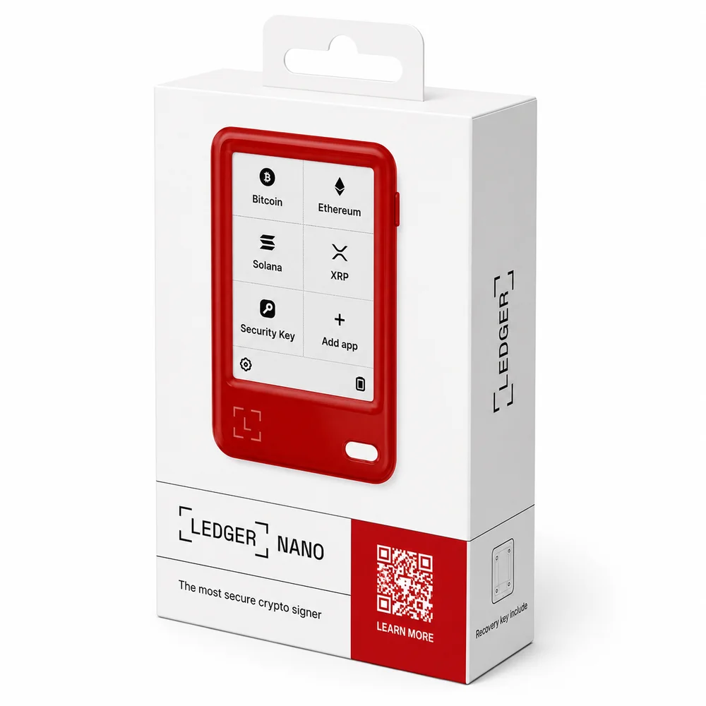 Imagem 2 de 5 do produto Ledger Nano Gen5 — Hardware Wallet com Tela E Ink Touch, Bluetooth e NFC — Recovery Key Inclusa — Carteira Cripto — Cherry Red