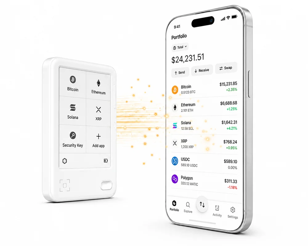 Imagem 3 de 5 do produto Ledger Nano Gen5 — Hardware Wallet com Tela E Ink Touch, Bluetooth e NFC — Recovery Key Inclusa — Carteira Cripto — Glacier White