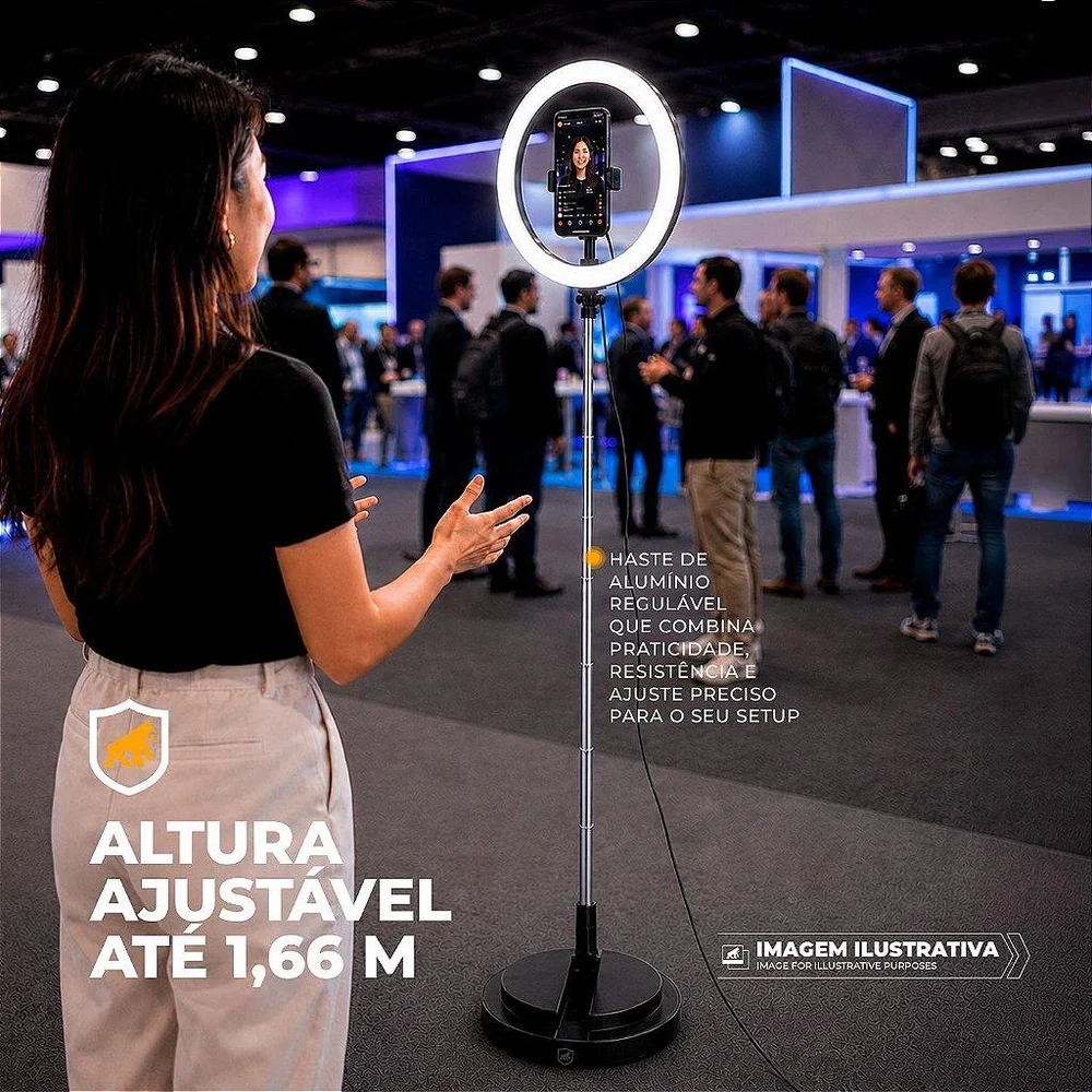 Imagem 5 de 5 do produto Ring Light LED Portátil Com 3 Tons De Iluminação Tripé Ajustável 1,66m Usb-c - Armor - Gshield
