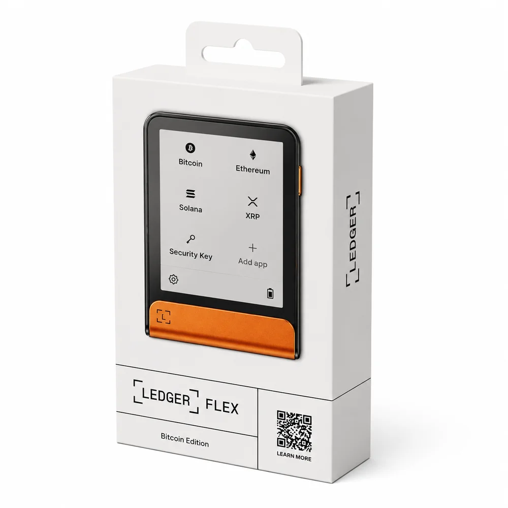 Imagem 3 de 5 do produto Ledger Flex — Hardware Wallet com Tela E Ink Touch, Bluetooth e USB-C — Carteira Cripto — BTC Orange