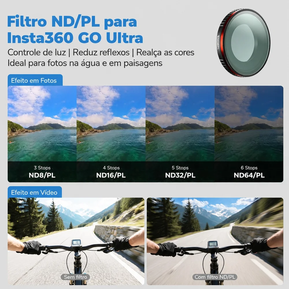 Kit Filtros Nd/pl 4 Pack Bright Day Para Insta360 Go Ultra - Freewell