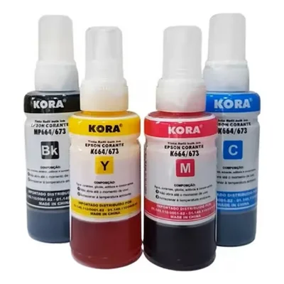 Kit Com 4 Refil T664 Preto + Ciano + Amarelo + Magenta.