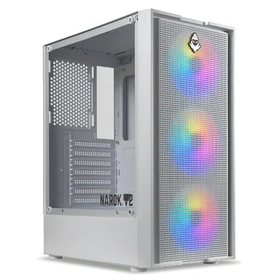 Gabinete Gamer Mancer Narok V2 Rainbow 3 Fans Midtower Lateral De Vidro Branco - Mcr-nrkwh-v2