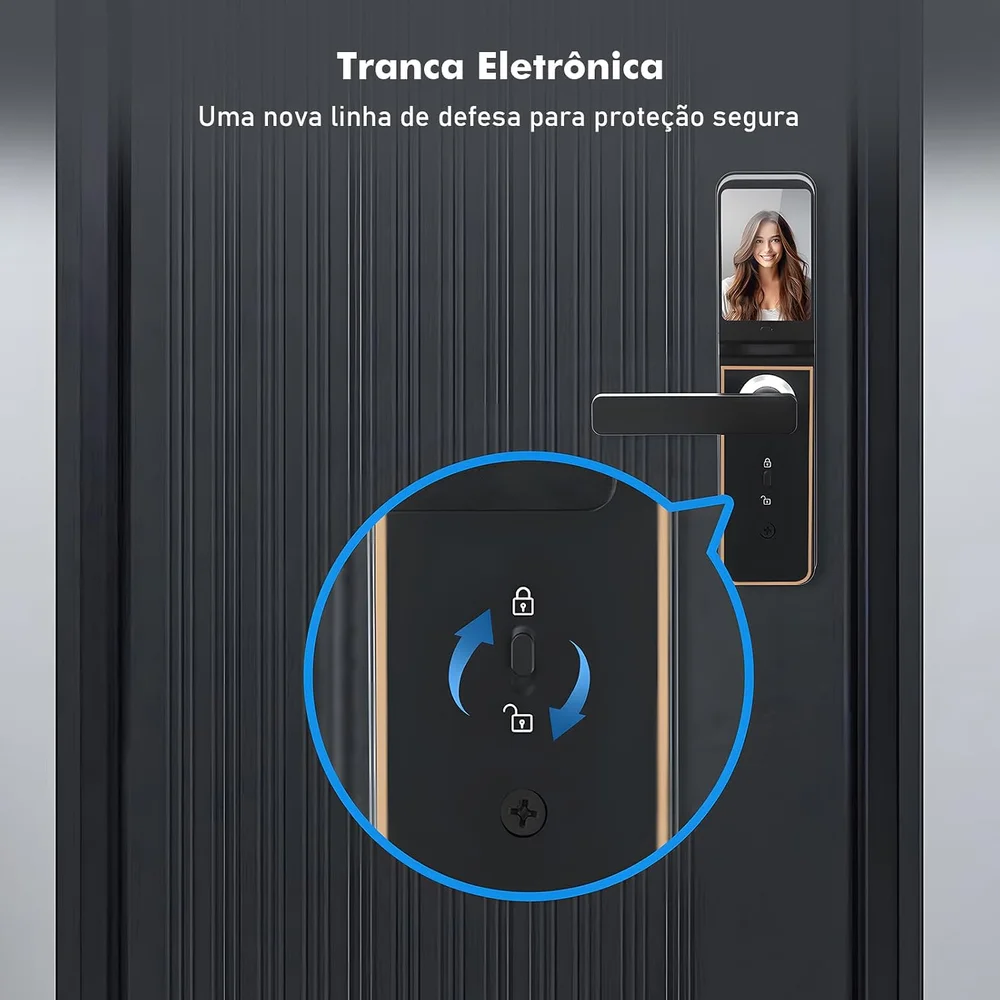 Imagem 5 de 5 do produto Fechadura Digital Biométrica Wi-fi Nfc Tela 3,5" App Cartão Senha E Chave Coibeu Wkzw-n010-rre