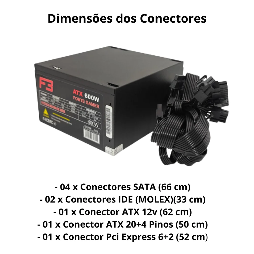 Imagem 3 de 5 do produto Fonte Atx 600w Real Gamer 80 Plus Bronze Bivolt Automatica Com Cabo