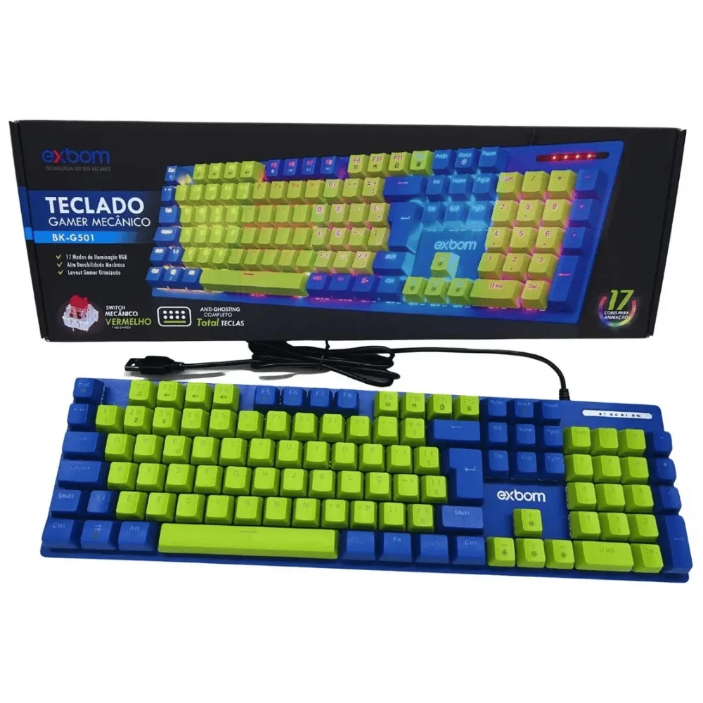 Imagem 3 de 5 do produto Teclado Mecânico Gamer 100% Switch Red 17 Modos RGB Bk-g501