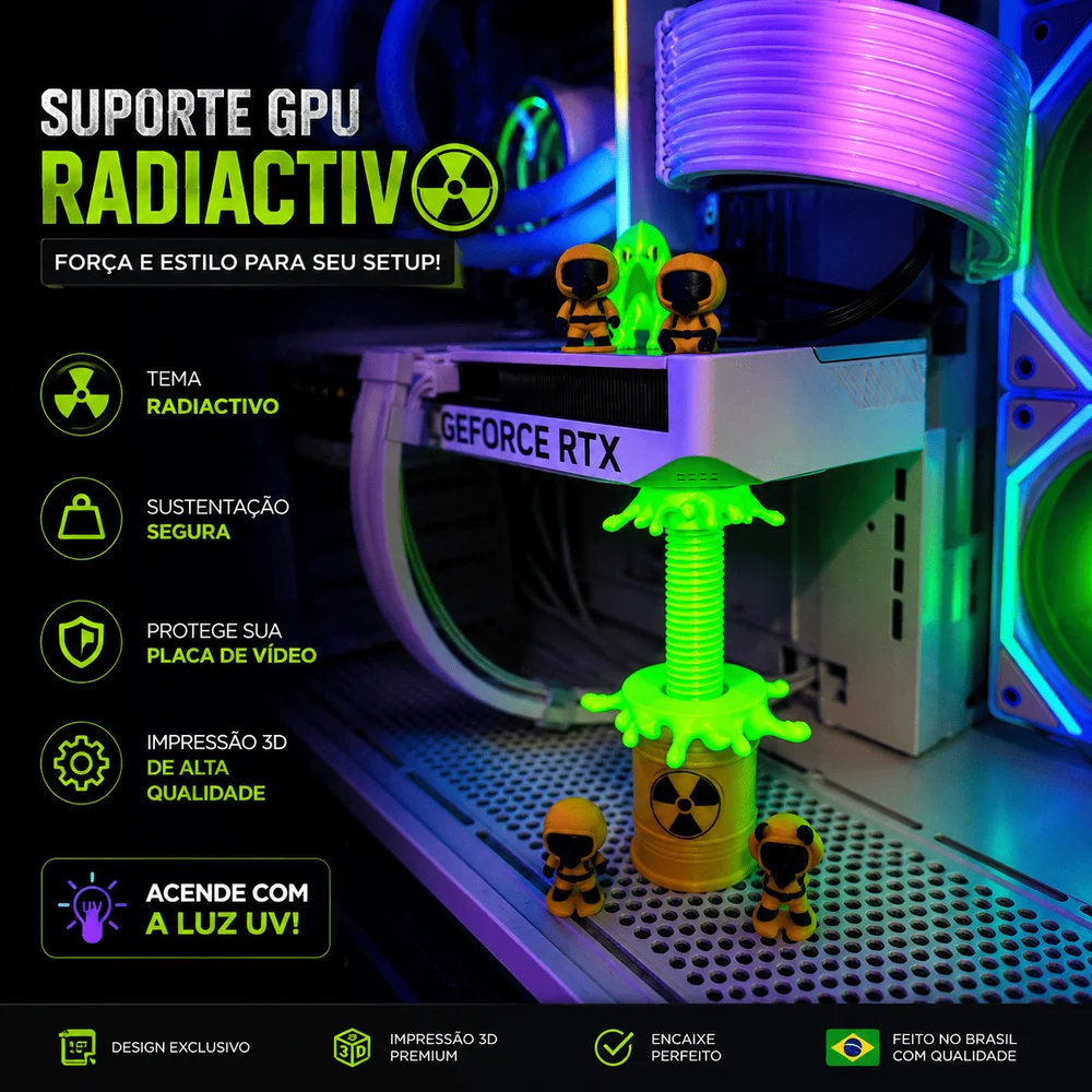 Suporte Para Placa De Vídeo Gpu Barriu Radiativo Com 5 Cientistas (ajustavel 70mm X 120mm) (g) Suporte Para Placa De Vídeo Gpu Barriu Radiativo Com 5 Cientistas (ajustavel 70mm X 120mm) (g)