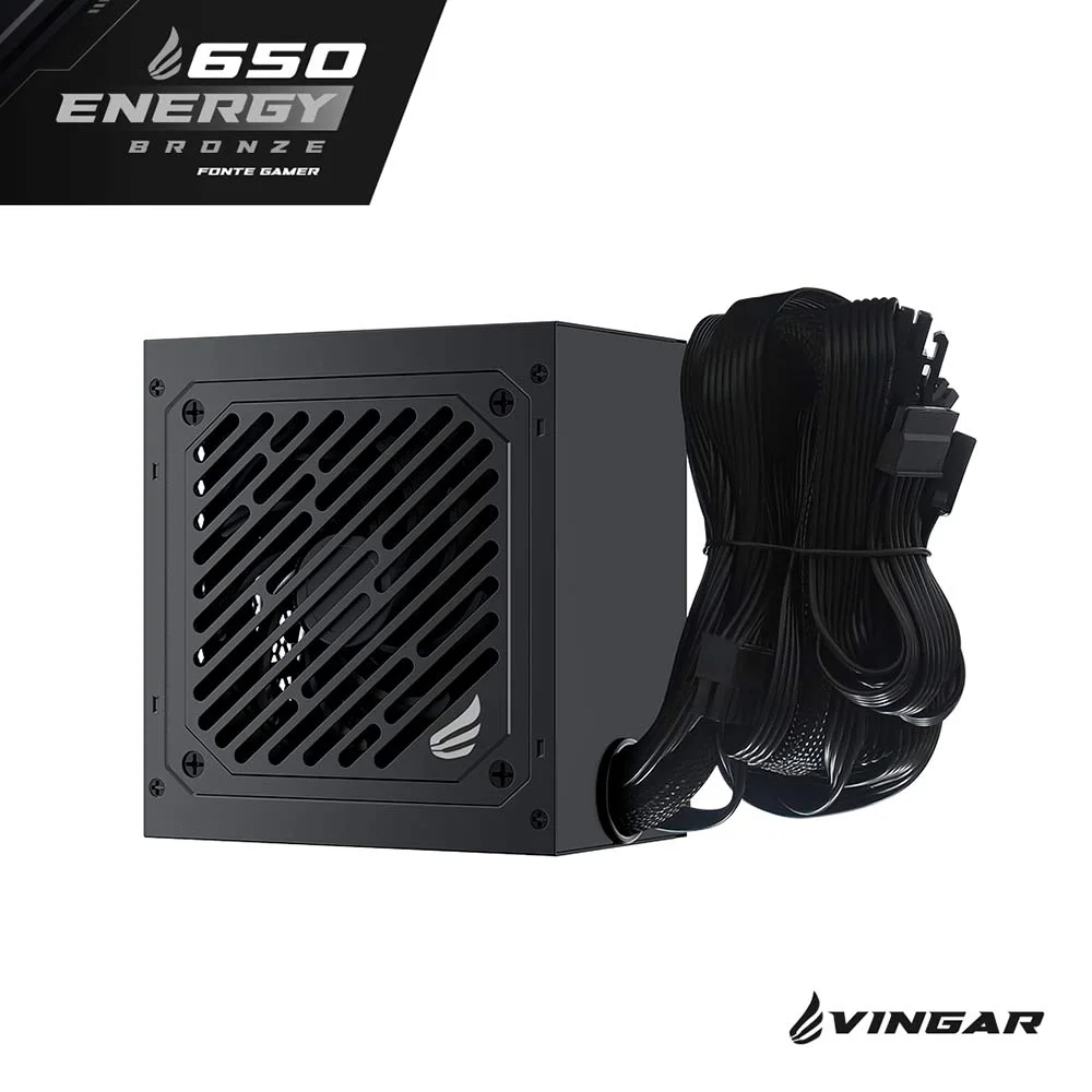Fonte Vingar Energy 650w Bronze, 650w, 80 Plus Bronze, Com Cabo, Preto – Br