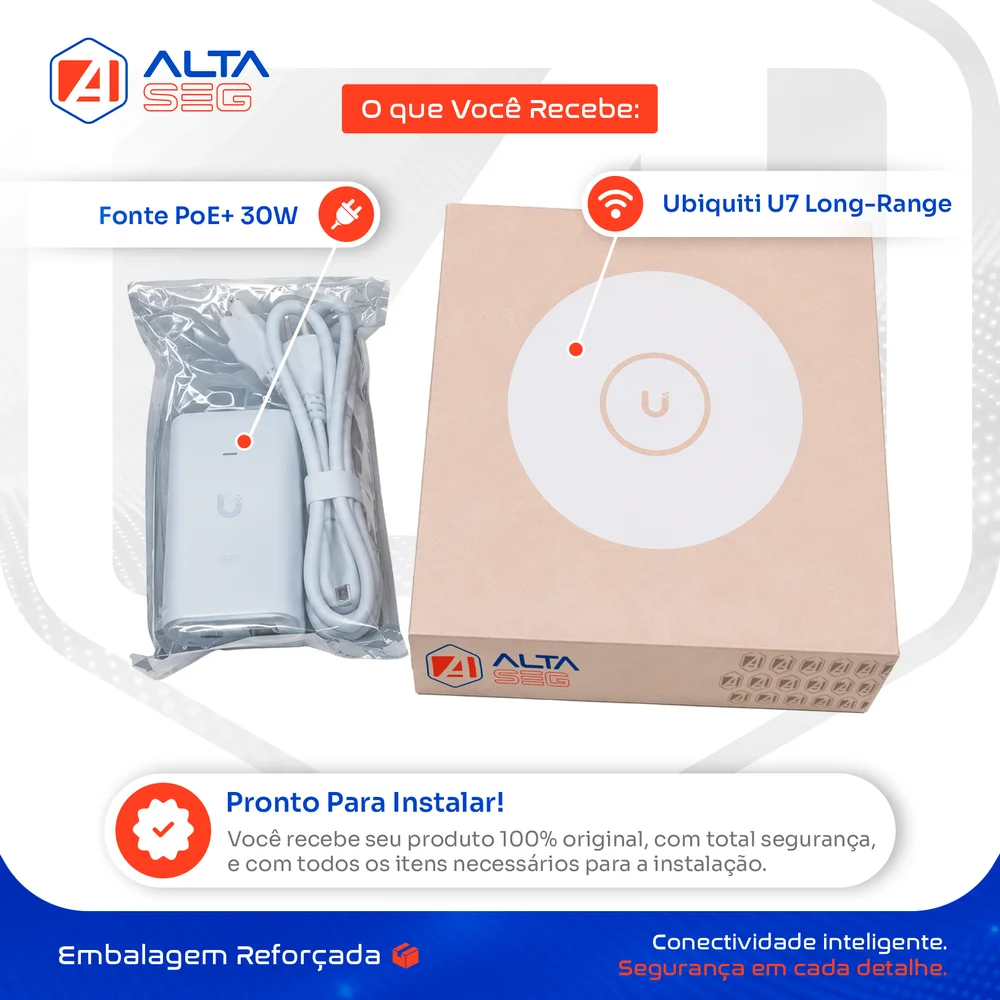 Imagem 4 de 5 do produto U7 Lr Long Range Com Fonte 30w 48v Ubiquiti | Roteador Wi-fi 7 Access Point Dual Band 4.3 Gbps + Injetor Poe+
