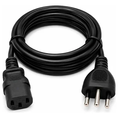 Cabo De Força PC Tripolar Novo Padrão Brasileiro 3 Pinos 1,2 Metros - Ideal Para Computador, PC, Monitor, Impressora, Fonte Atx E Eletrodomésticos