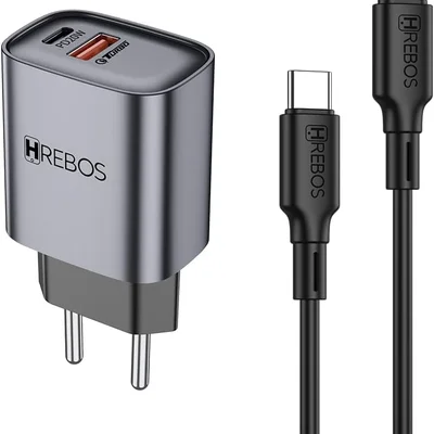 Carregador Usb C 20w Turbo Máx + Cabo Tipo C Hrebos