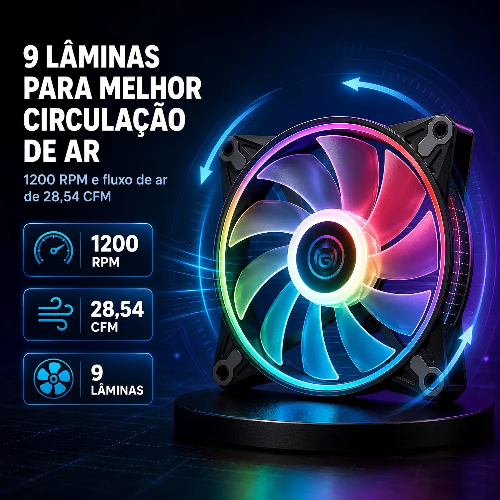 Imagem 2 de 5 do produto Ventoinha Tgt Humber ARGB 120mm S/ Controladora - Tgt-hr1-bk01