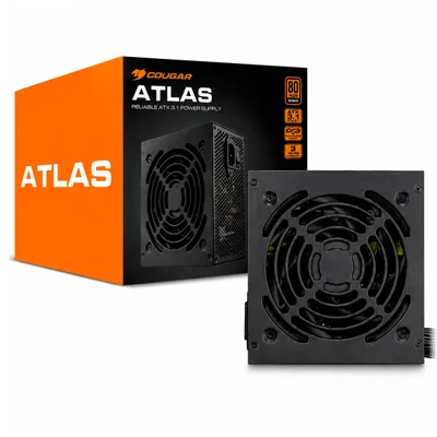 Fonte Cougar Atlas, 650w, 80 Plus Bronze, Atx 3.1, Pfc Ativo Preto