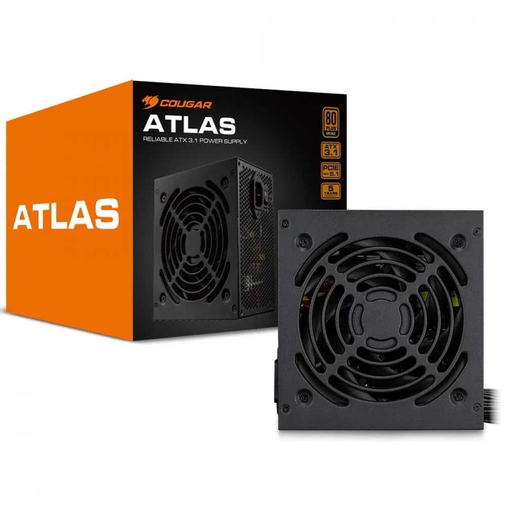 Fonte Cougar Atlas 650w, 80 Plus Bronze, Pfc Ativo, Atx 3.1, Preto, 31aa065001p01