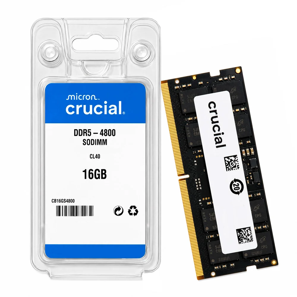 Placa de vídeo Crucial DDR5-4800 1x16GB SO-DIMM — foto 1 de 3