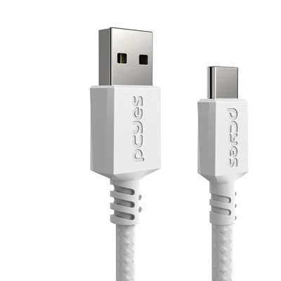 Cabo Para Celular Carregamento Usb A 2.0 M P/ Usb Tipo-c - Branco - 3 Mts - Nylon - Cbpy03bn