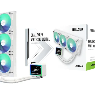Water Cooler Asrock Challenger White 360 Digital Branco 360mm ARGB Com Display