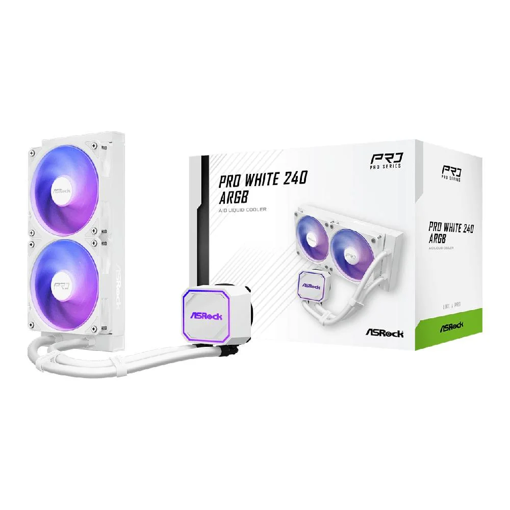 Water Cooler Asrock Pro White 240 ARGB Amd/intel - 90-apra24-waaga6 Water Cooler Asrock Pro White 240 ARGB Amd/intel - 90-apra24-waaga6