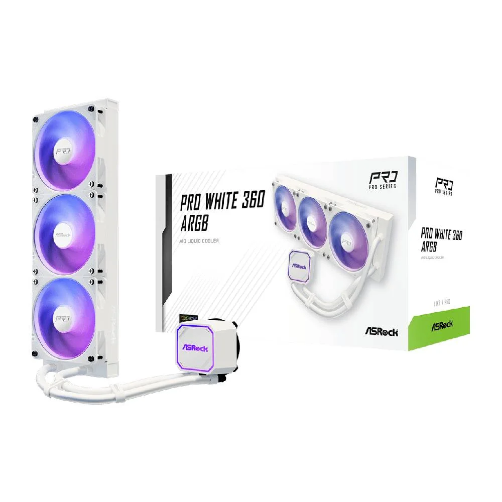 Water Cooler Asrock Pro White 360 ARGB Amd/intel - 90-apra36-waaga6 Water Cooler Asrock Pro White 360 ARGB Amd/intel - 90-apra36-waaga6