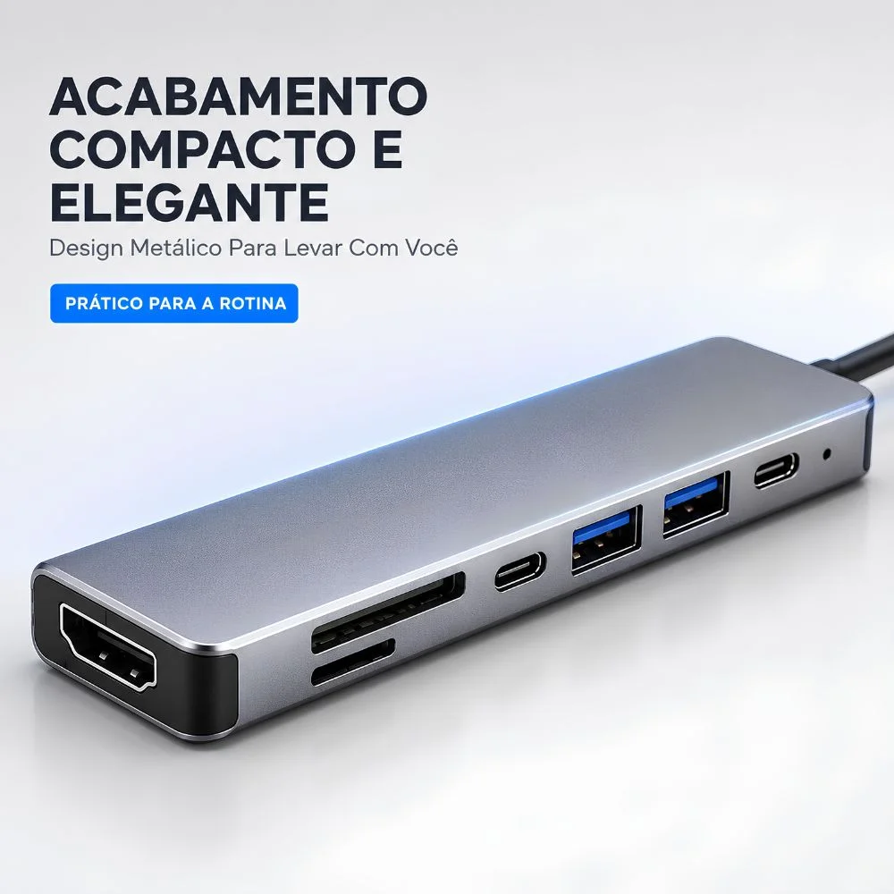 Imagem 3 de 5 do produto Hub Usb-c 7 Em 1 4k HDMI Sd/tf Pd 100w WINDOWS Ios Mac Android