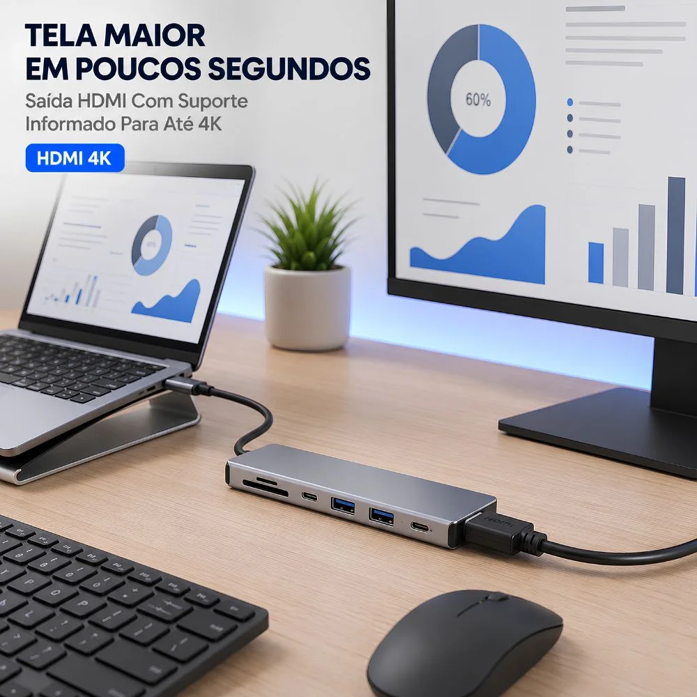 Imagem 5 de 5 do produto Hub Usb-c 7 Em 1 4k HDMI Sd/tf Pd 100w WINDOWS Ios Mac Android