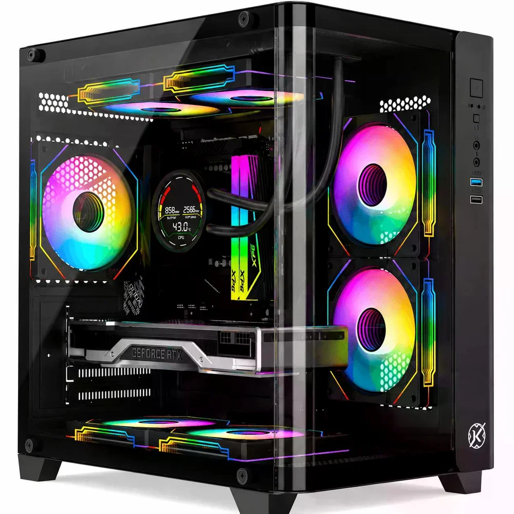 Gabinete Gamer Kalkan Midgard Curve, Mid Tower, Preto, Sem Fonte, Sem Fans, Klk072