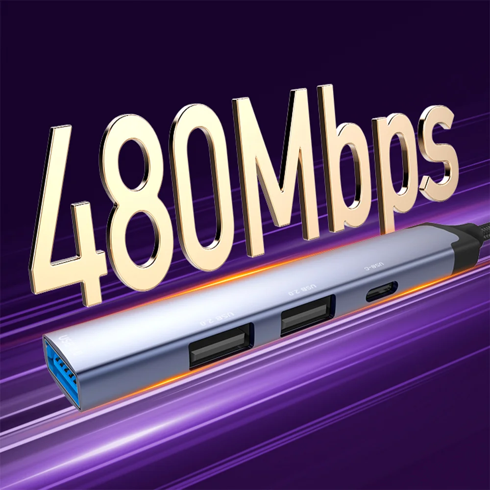 Imagem 3 de 5 do produto Hub Usb-c Ldnio Ds-64c 4 Em 1 5gbps Alumínio Cinza