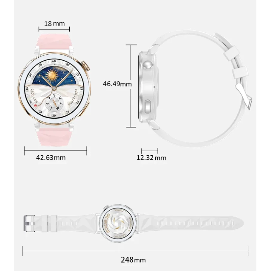 Imagem 3 de 5 do produto Smartwatch Bluetooth Feminino Mini Rosa Tela De 1,27" Hd