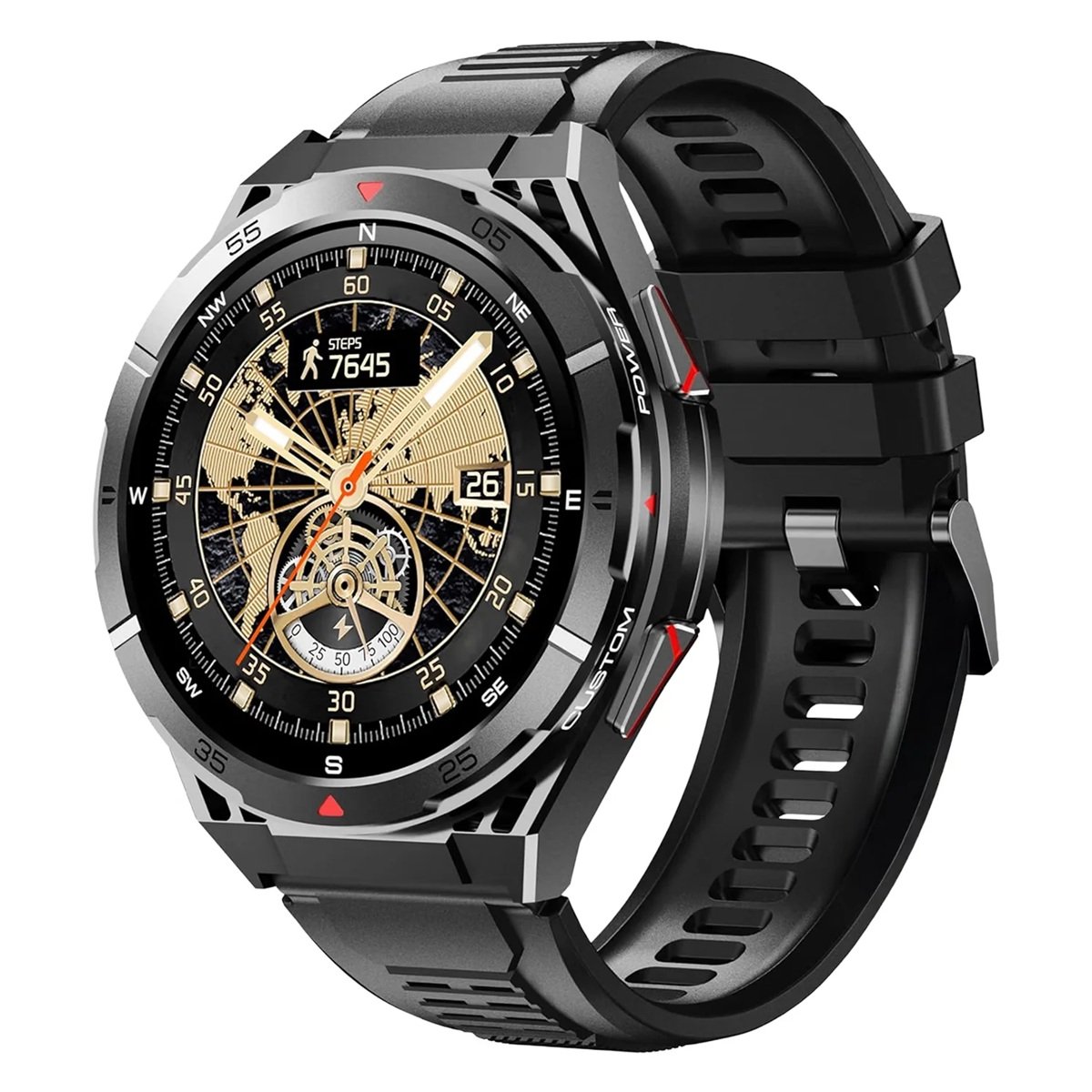 Smartwatch Oukitel Bt12, Gps Integrado, Conexão Strava, Notificações, Nível Militar, Natação, Preto