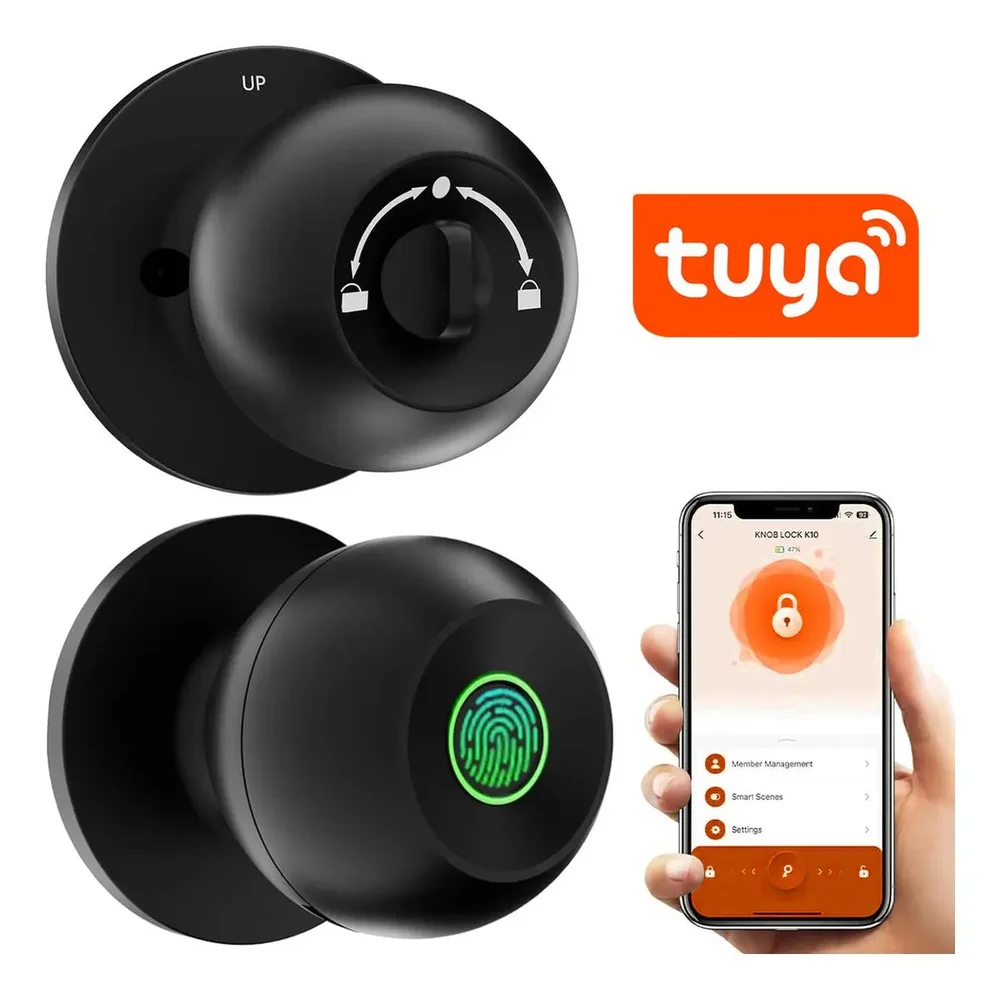Imagem 3 de 5 do produto Fechadura De Porta Com Impressão Digital Maçaneta Inteligente 3 Em 1 Aplicativo Biometria Chave