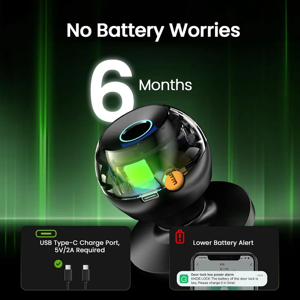 Imagem 4 de 5 do produto Fechadura De Porta Com Impressão Digital Maçaneta Inteligente 3 Em 1 Aplicativo Biometria Chave