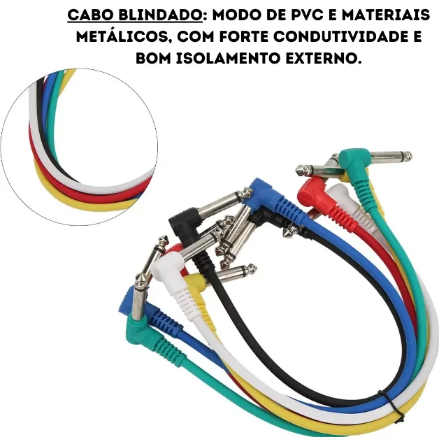 Imagem 3 de 4 do produto Cabo Pedal De Efeitos Redução De Ruído Blindado 30cm 6 Peças