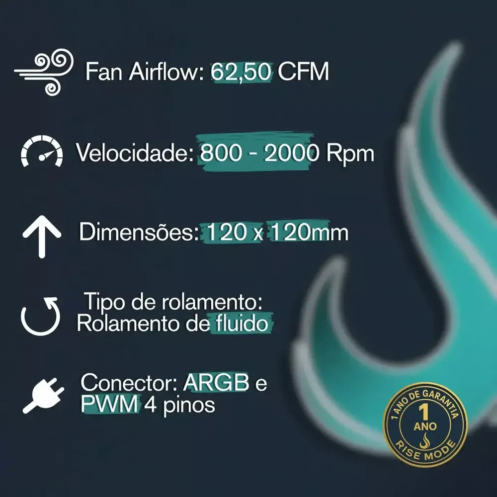 Imagem 4 de 5 do produto Ventoinha Rise Mode Aura Frost Pro 120mm ARGB Branco - Rm-au-aRGB-w