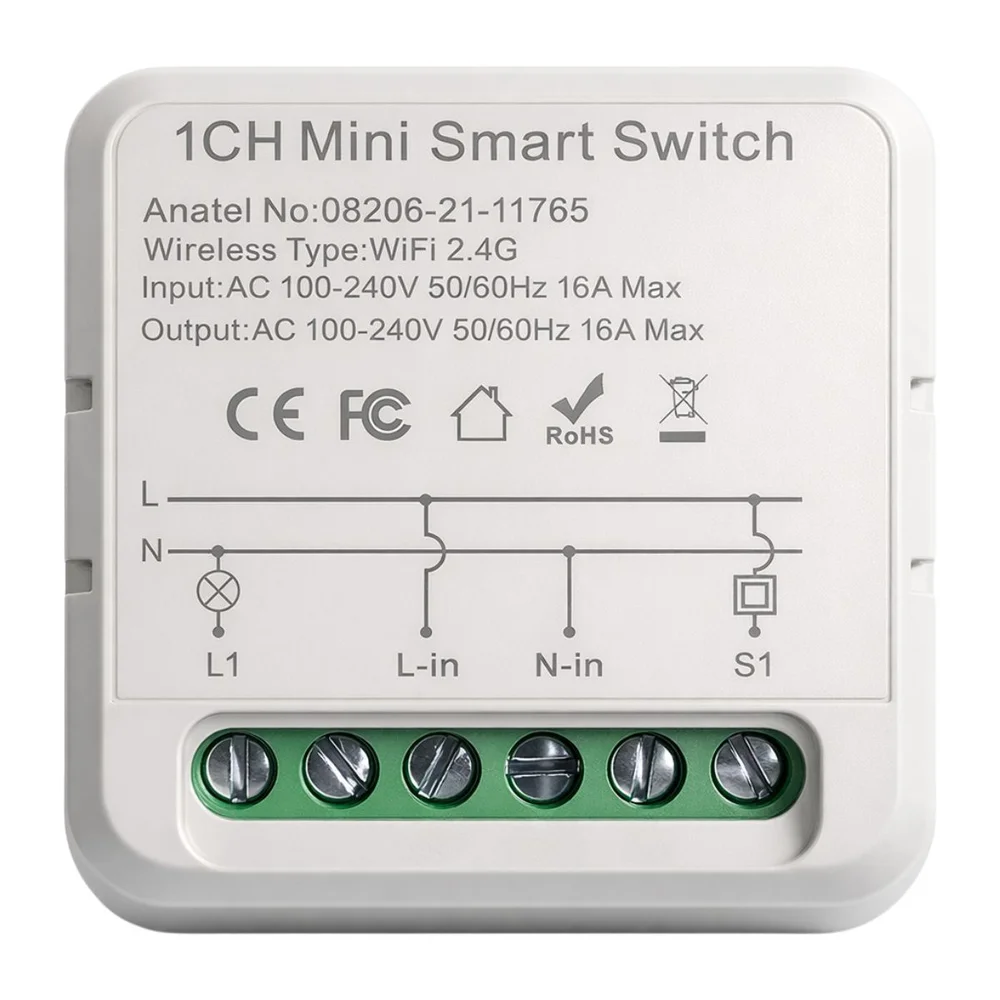 Interruptor Relé Inteligente Wifi Tuya  1 Canal  Mini Smart Switch B201