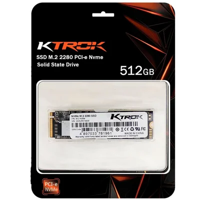 SSD Nvme Ktrok 512gb, M.2 2280, Leitura Até 1500 Mb/s E Gravação Até 1200 Mb/s - Ktrok512gb