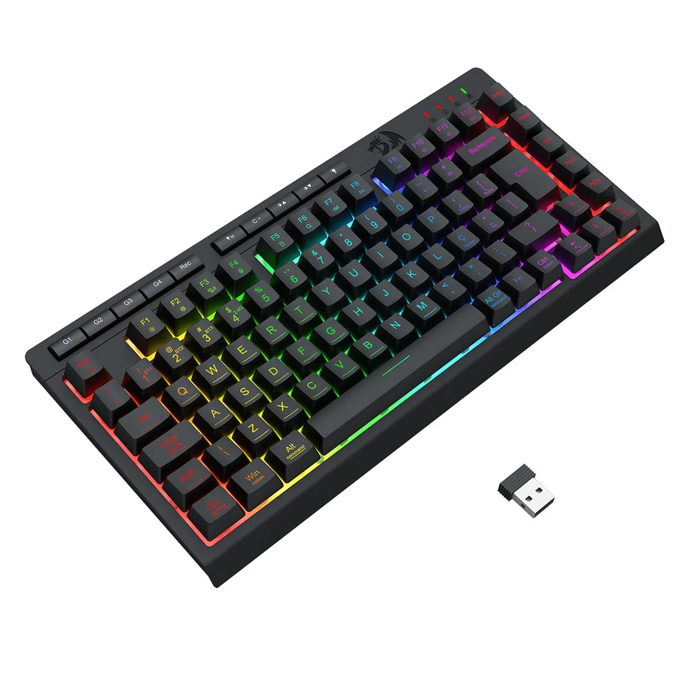 Imagem 3 de 5 do produto Teclado Usb Gamer Crescent Pro 75 RGB Wireless Redragon Abnt2 Preto K524RGB-pro