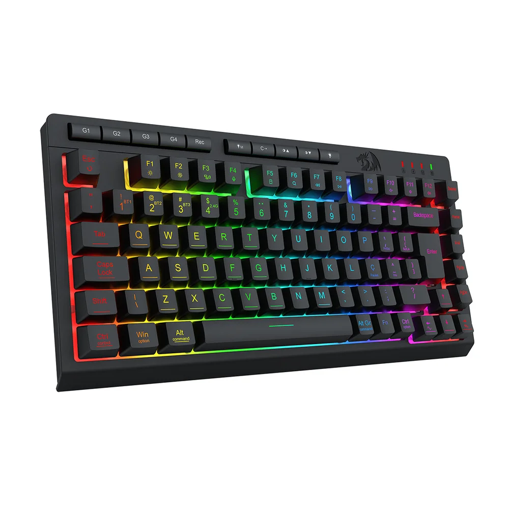 Imagem 4 de 5 do produto Teclado Usb Gamer Crescent Pro 75 RGB Wireless Redragon Abnt2 Preto K524RGB-pro