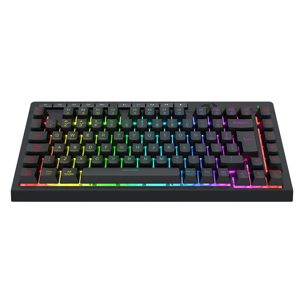 Imagem 5 de 5 do produto Teclado Usb Gamer Crescent Pro 75 RGB Wireless Redragon Abnt2 Preto K524RGB-pro