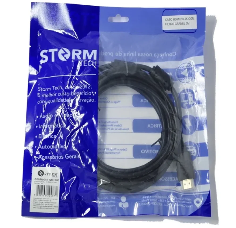 Imagem 2 de 3 do produto Cabo HDMI 2.0 4k Com Filtro,  1m Cbhm0041