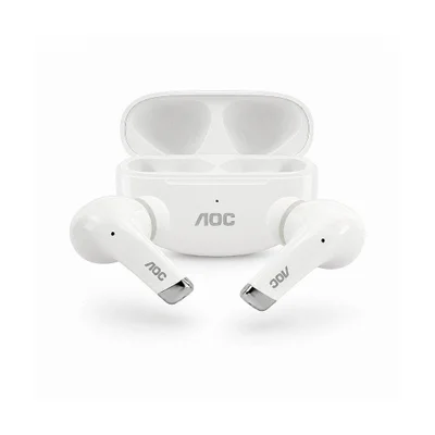 Fone De Ouvido Bluetooth Earbuds Pro V5.4 Com Estojo De Recarga, Baixa Latência E Tradução Por Ia- Branco - Aoc