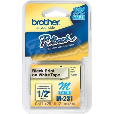 Fita Brother M-231 Preto Sobre Branco | Brother Pt-65 Brother Pt-70