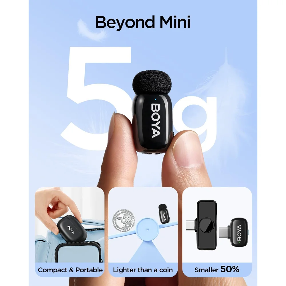 Imagem 3 de 5 do produto Microfone Lapela Boya Mini 2-06 Sem Fio Usb-c Para Celular