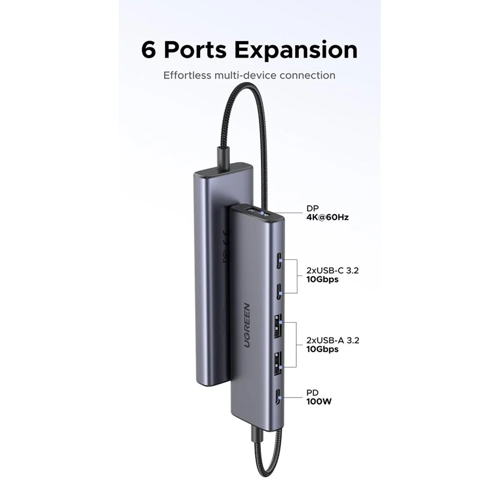 Imagem 3 de 5 do produto Hub Usb-c Ugreen 6 Em 1 Dp 4k 60hz Pd 100w 10gbps Macbook