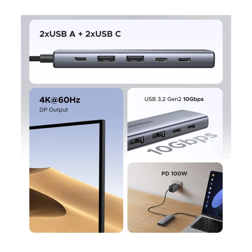 Imagem 5 de 5 do produto Hub Usb-c Ugreen 6 Em 1 Dp 4k 60hz Pd 100w 10gbps Macbook