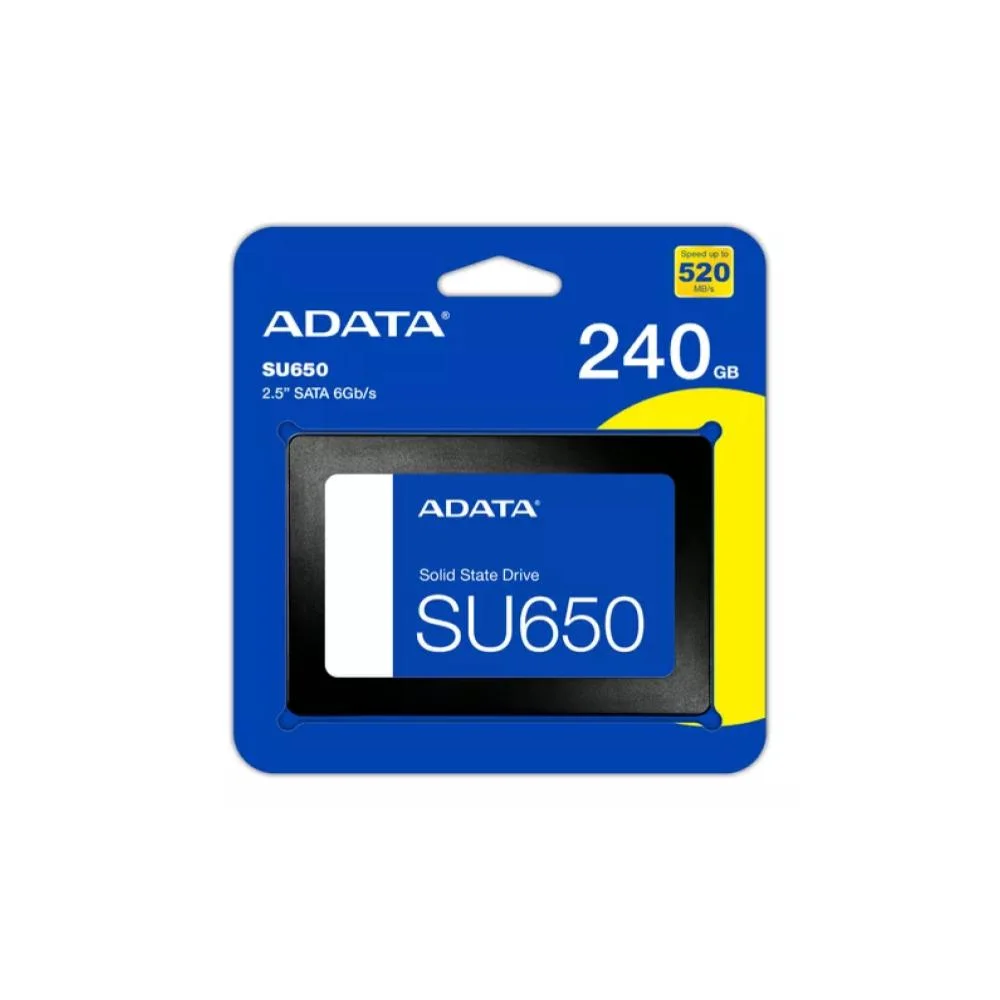 Imagem 2 de 5 do produto SSD Adata 240GB Sata Iii 6gb/s Leitura 520mb/s Gravação 450mb/s Asu650ss-240gt-r