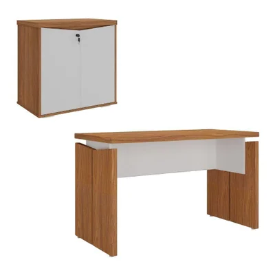 Mesa Escritório Y37 Moderno Sem Gavetas Mdp 125cm Branco Artany