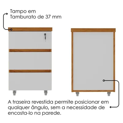 Mesa Escritório Y37 Moderno 3 Gavetas Mdp 125cm Branco Artany — foto 4