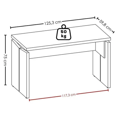 Mesa Escritório Y37 Moderno 3 Gavetas Mdp 125cm Branco Artany — foto 6